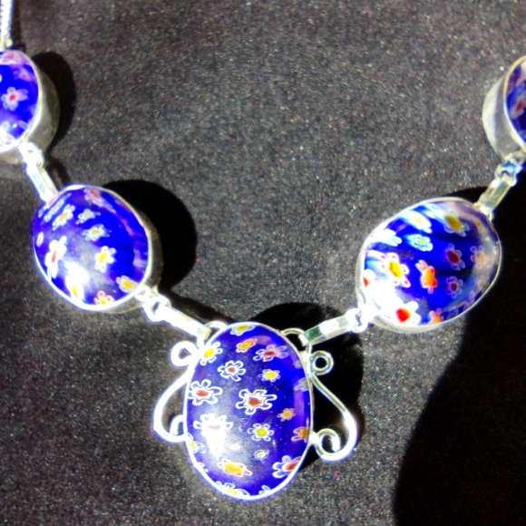 Spring and summer Millefiori (not Murano) silver necklace 18"… - Picture 4 of 17